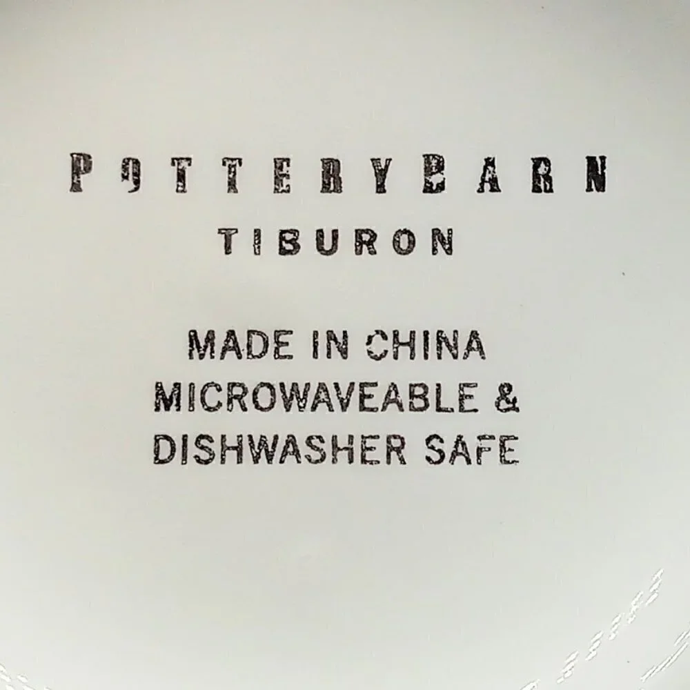 Pottery Barn Tiburon Blue Ivory Ceramic Bowl